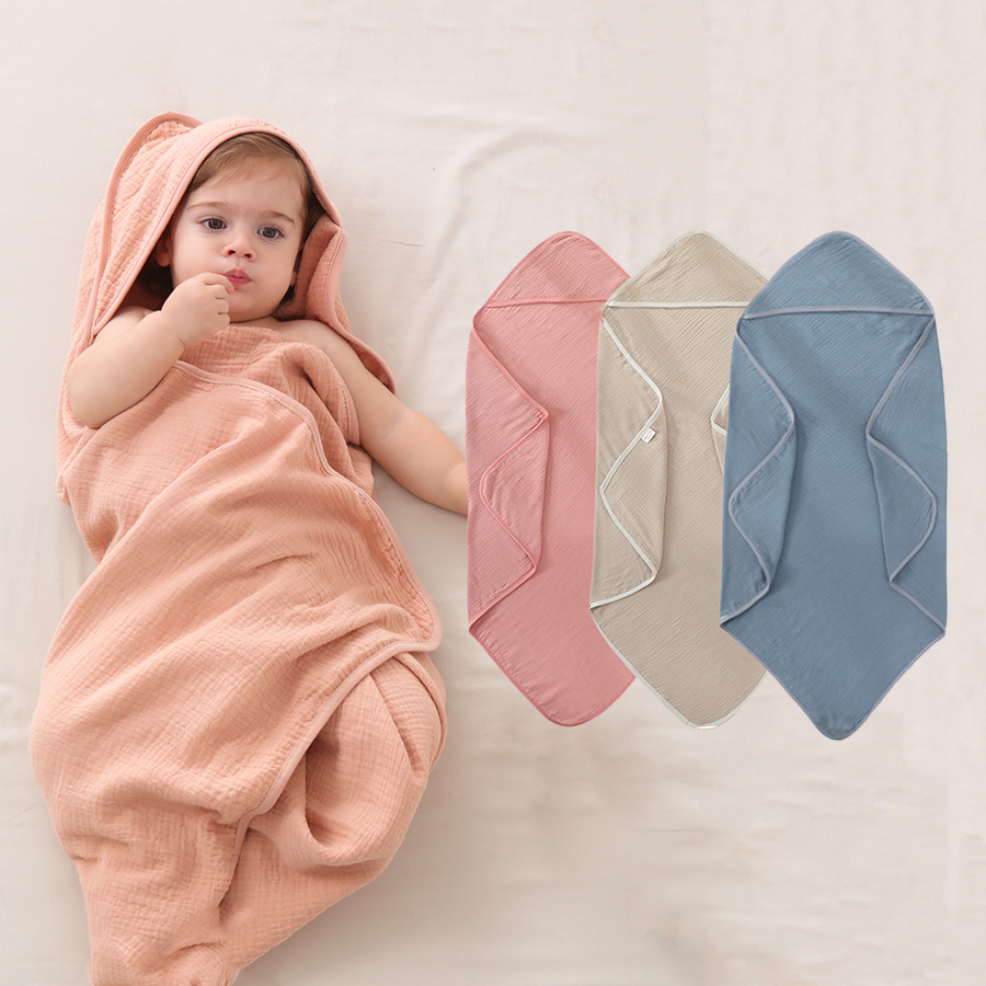 Cotton Gauze Baby Bathrobe Hoo - Baby Swaddle Blanket ulasan dan harga